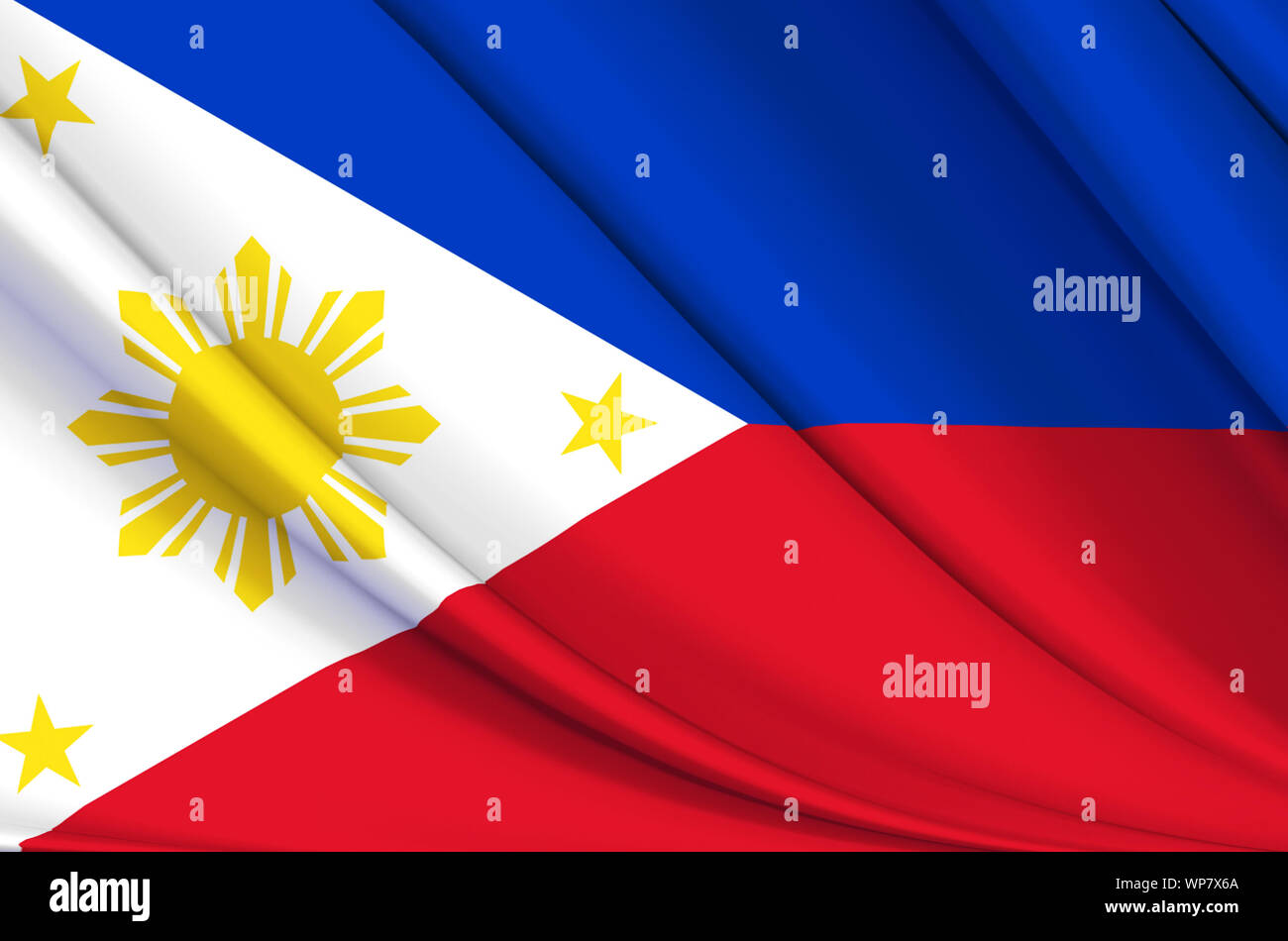 Winkende Philippinen Flagge Abbildung. Länder Asiens. Perfekt für Hintergrund und Textur. Stockfoto