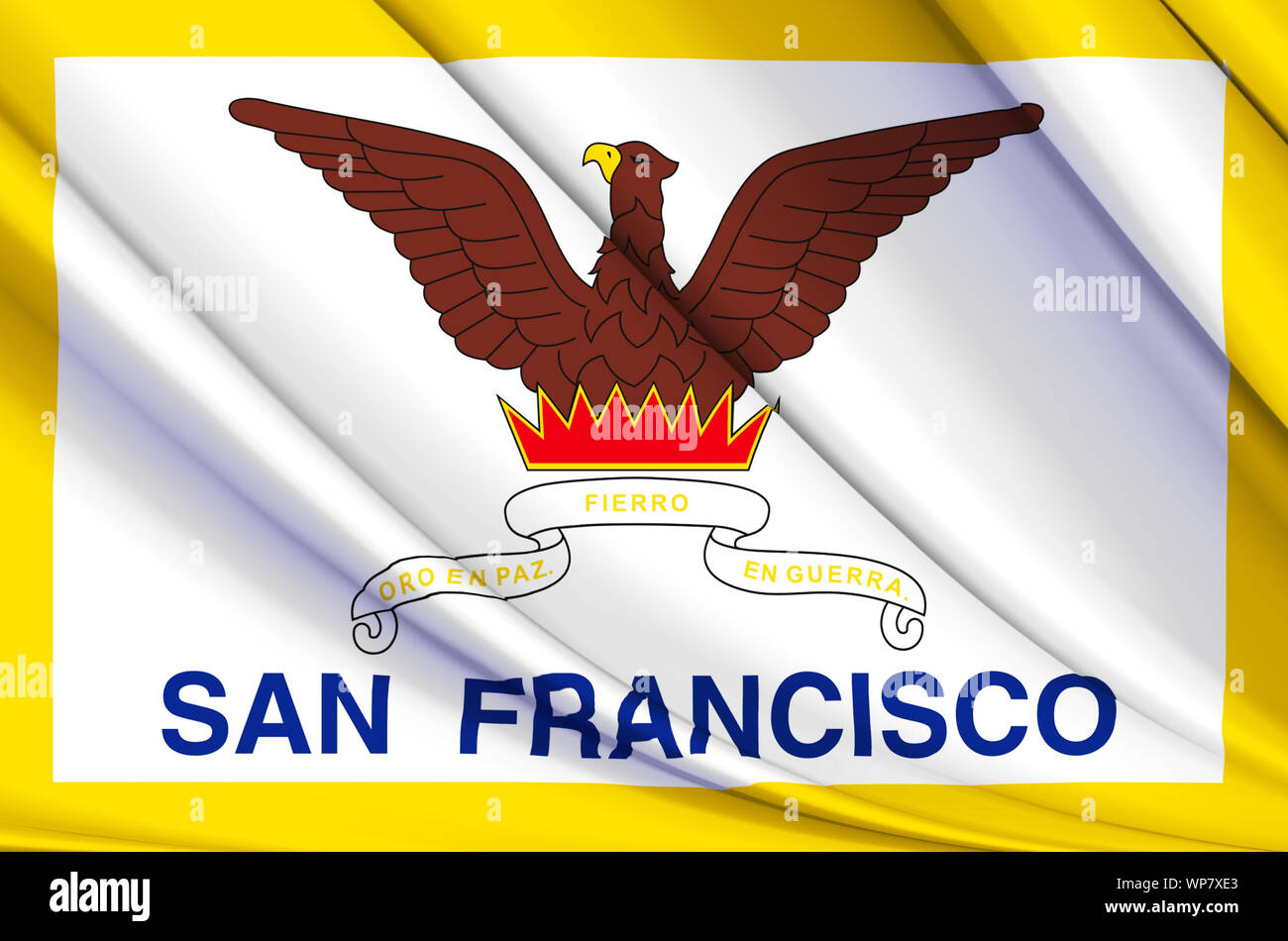 San Francisco wehende Flagge Abbildung. Regionen und Städte der Vereinigten Staaten. Perfekt für Hintergrund und Textur. Stockfoto