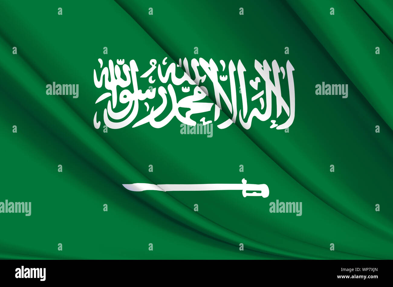 Saudi-arabien wehende Flagge Abbildung. Länder Asiens. Perfekt für Hintergrund und Textur. Stockfoto