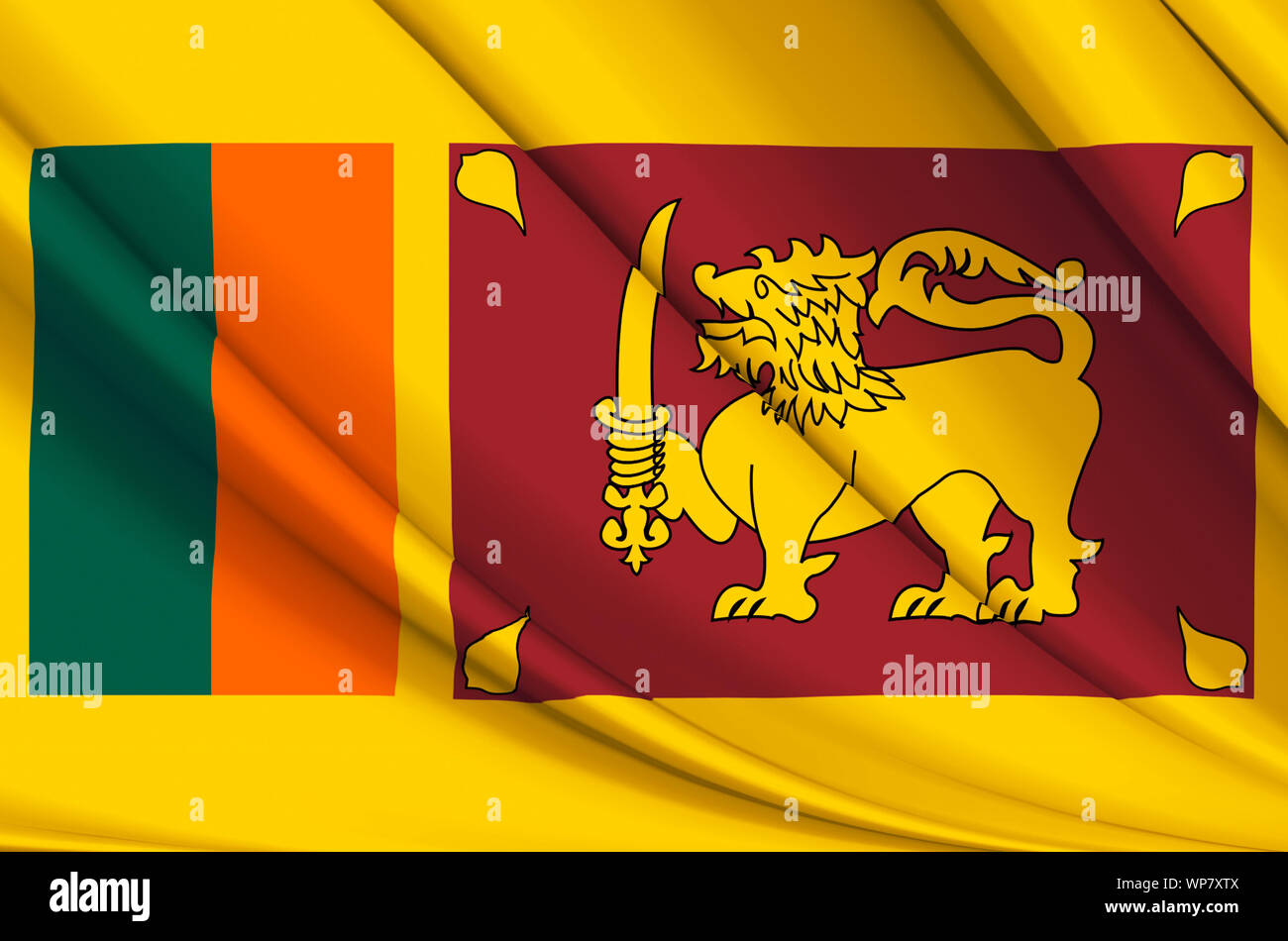Sri Lanka wehende Flagge Abbildung. Länder Asiens. Perfekt für Hintergrund und Textur. Stockfoto