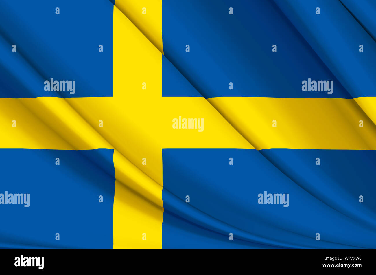Schweden wehende Flagge Abbildung. Länder in Europa. Perfekt für Hintergrund und Textur. Stockfoto
