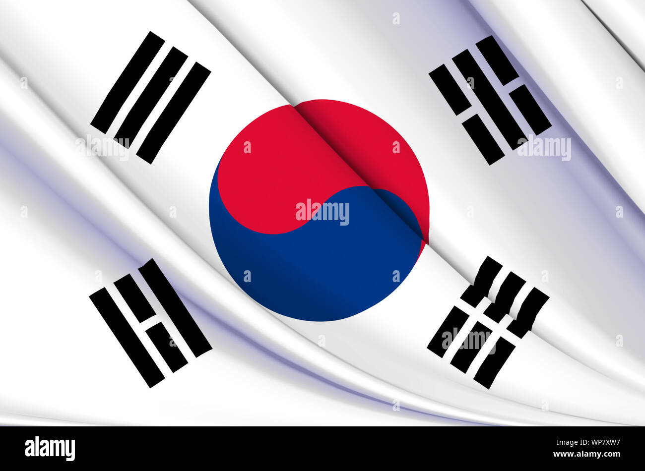 Südkorea wehende Flagge Abbildung. Länder Asiens. Perfekt für Hintergrund und Textur. Stockfoto