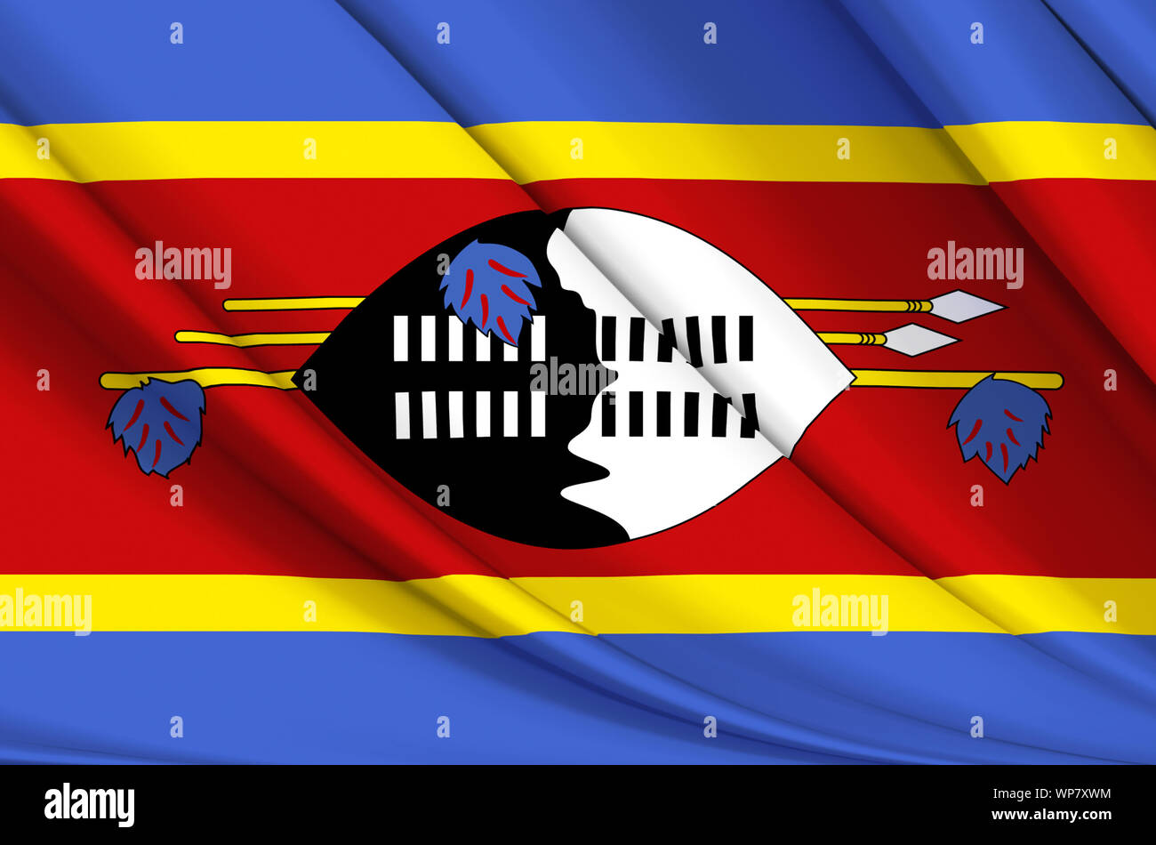 Swasiland wehende Flagge Abbildung. Länder in Afrika. Perfekt für Hintergrund und Textur. Stockfoto