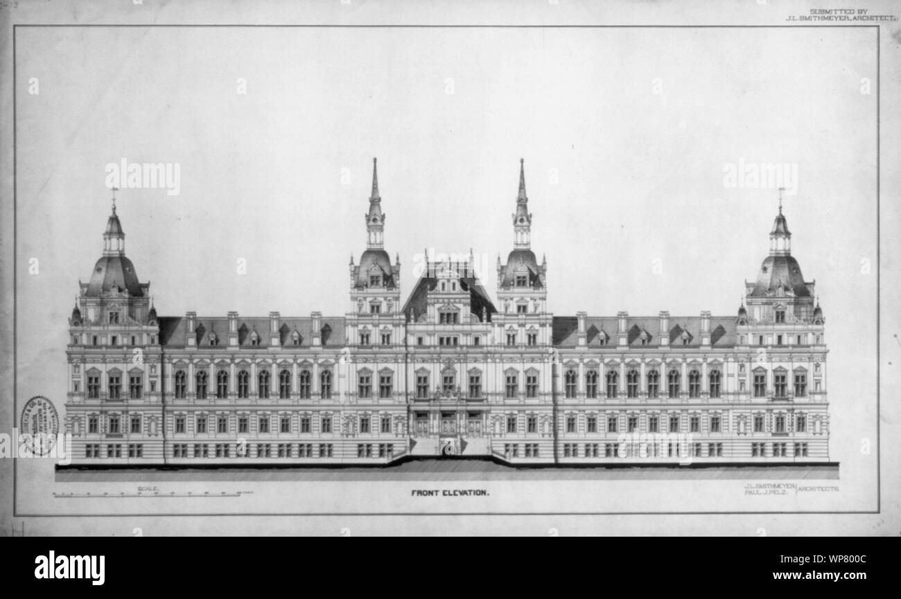 Bibliothek des Kongresses (Nationalbibliothek), Justiz Platz Ort, Washington, D.C., Frontansicht, deutsche Renaissance Stockfoto Bibliothek des Kongresses (Nationalbibliothek), Justiz Platz Ort, Washington, D.C., Frontansicht, deutsche Renaissance Stockfoto