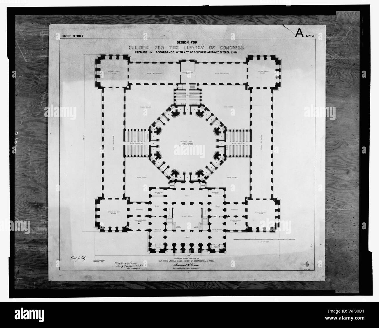 Bibliothek des Kongresses in Washington, D.C. erste Geschichte planen, eine Reihe Stockfoto