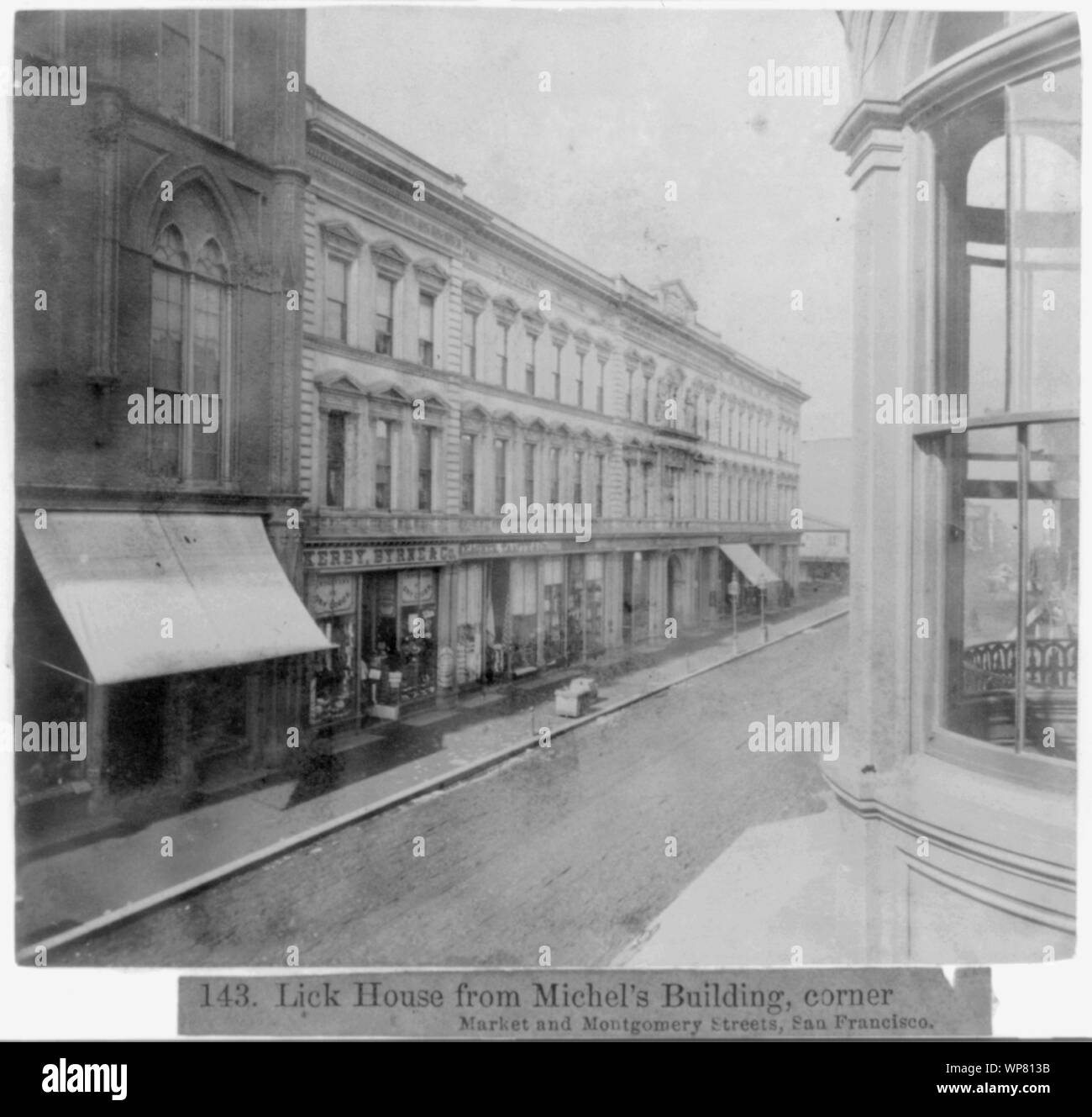 Lecken Haus von Michel's Building, Ecke Markt und Montgomery Street, San Francisco Stockfoto