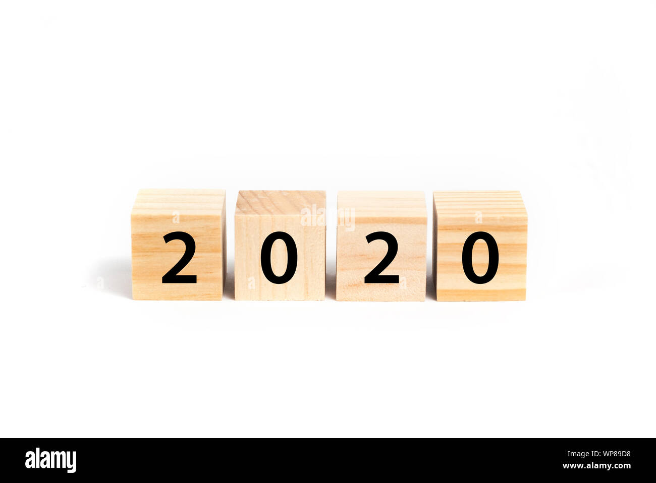 Neues Jahr 2020 Konzept mit Holzwürfeln Stockfoto