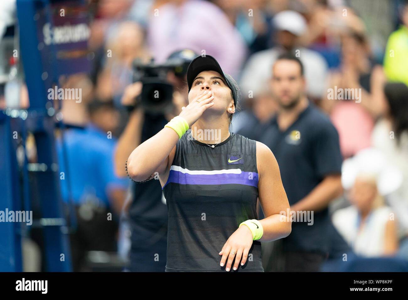 New York, Vereinigte Staaten. 07 Sep, 2019. Bianca Andreescu (Kanada) feiert Sieg im Finale der Frauen an den US Open Championships gegen Serena Williams (USA) an Billie Jean King National Tennis Center (Foto von Lew Radin/Pacific Press) Quelle: Pacific Press Agency/Alamy leben Nachrichten Stockfoto