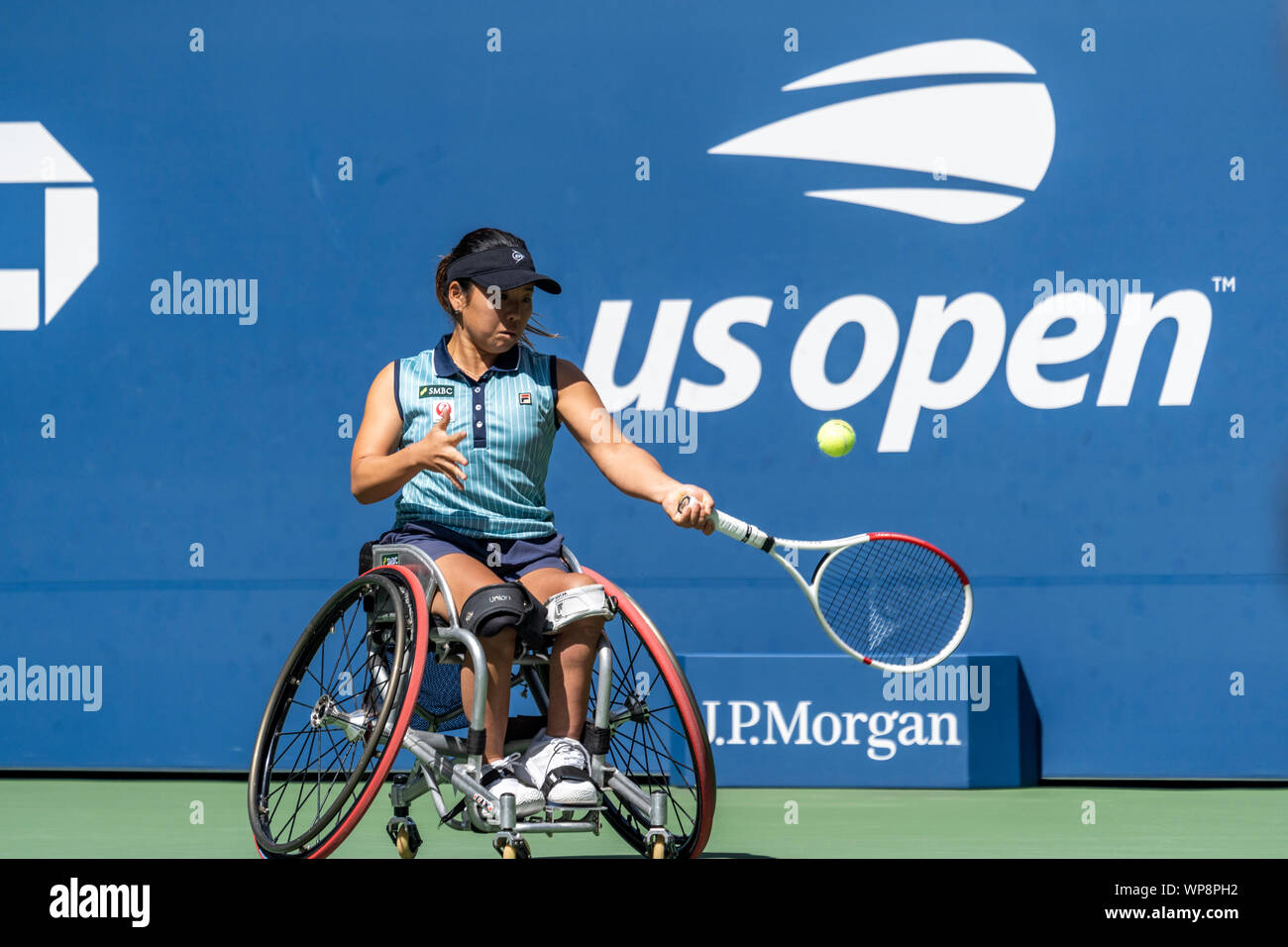 Juri Kamiji von Japan konkurrieren im Viertelfinale von Singles der Rollstuhl Frauen an der 2019 US-Open in New York, New York, USA. Credit: Paul J Sutton/PCN/LBA/Alamy leben Nachrichten Stockfoto