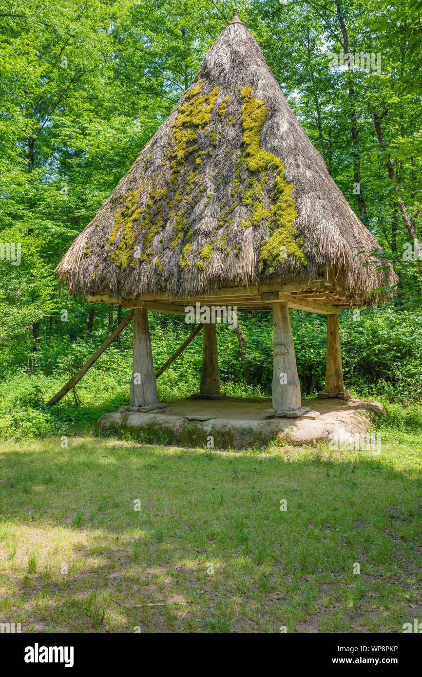 Traditionellen Holzhaus, ländliche Gilan's Heritage Museum, Saravan, Grafschaft, Rasht Gilan Provinz, Iran Stockfoto