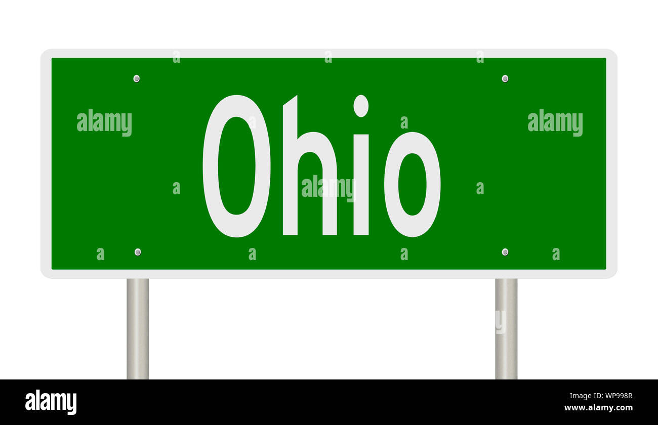 Rendering von einem grünen Hinweisschild für Ohio Stockfoto