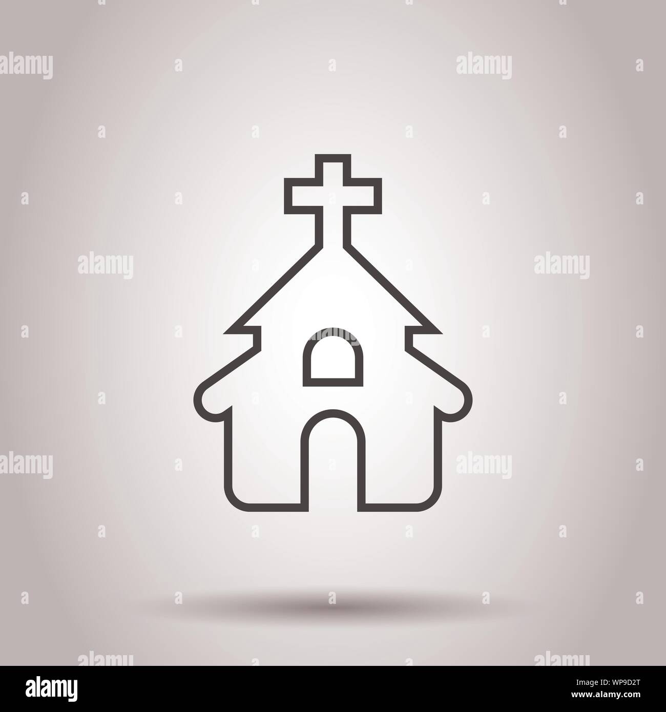 Kirche Symbol im flachen Stil. Kapelle Vector Illustration auf isolierte Hintergrund. Religiöse Gebäude Geschäftskonzept. Stock Vektor