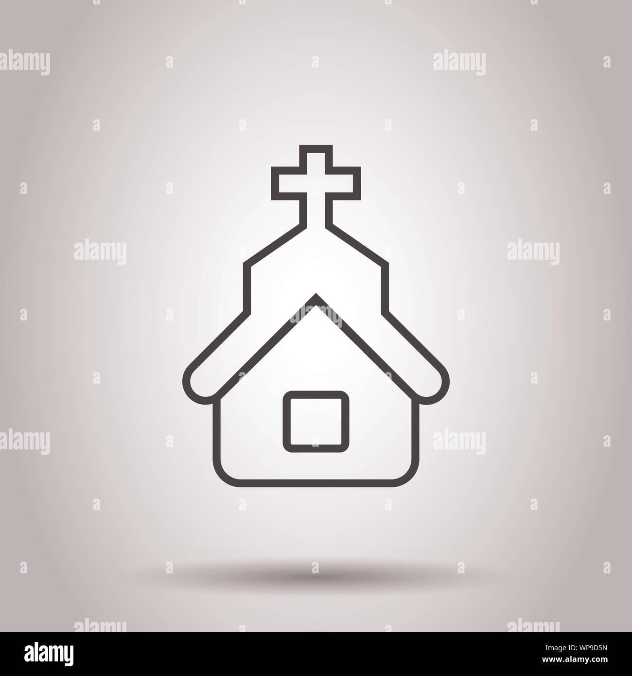 Kirche Symbol im flachen Stil. Kapelle Vector Illustration auf isolierte Hintergrund. Religiöse Gebäude Geschäftskonzept. Stock Vektor