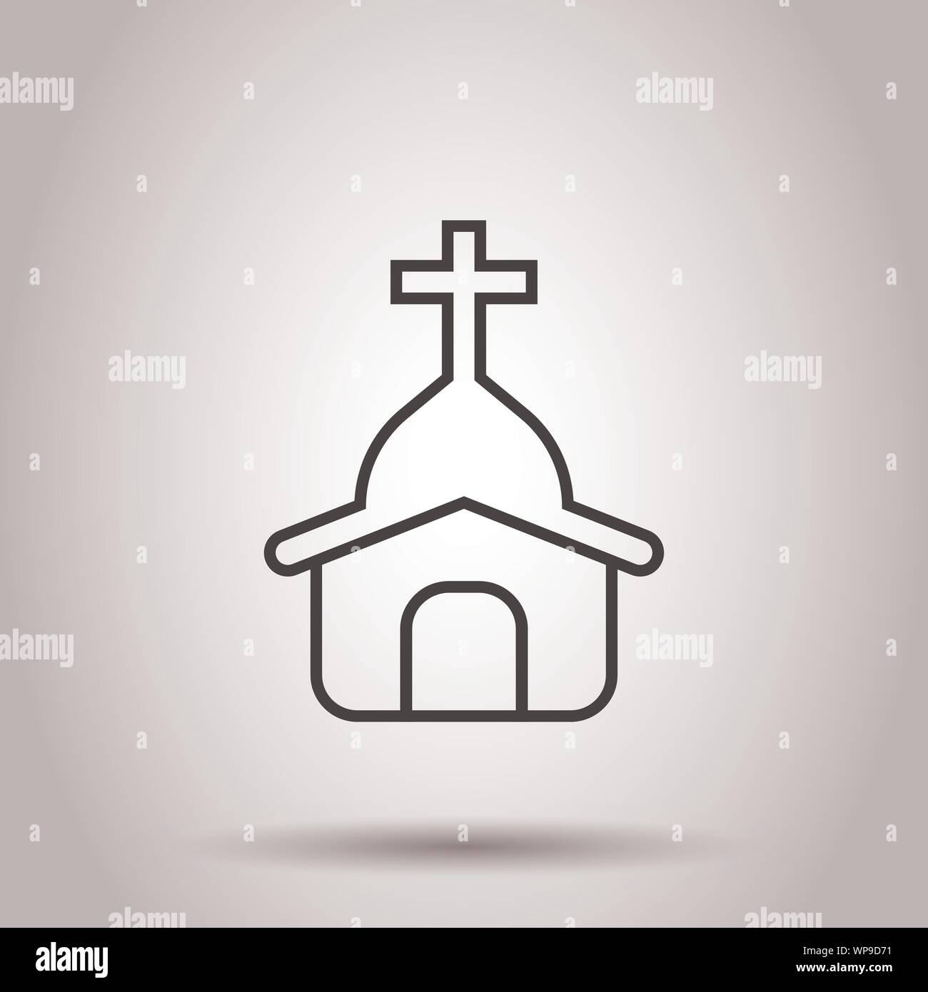Kirche Symbol im flachen Stil. Kapelle Vector Illustration auf isolierte Hintergrund. Religiöse Gebäude Geschäftskonzept. Stock Vektor