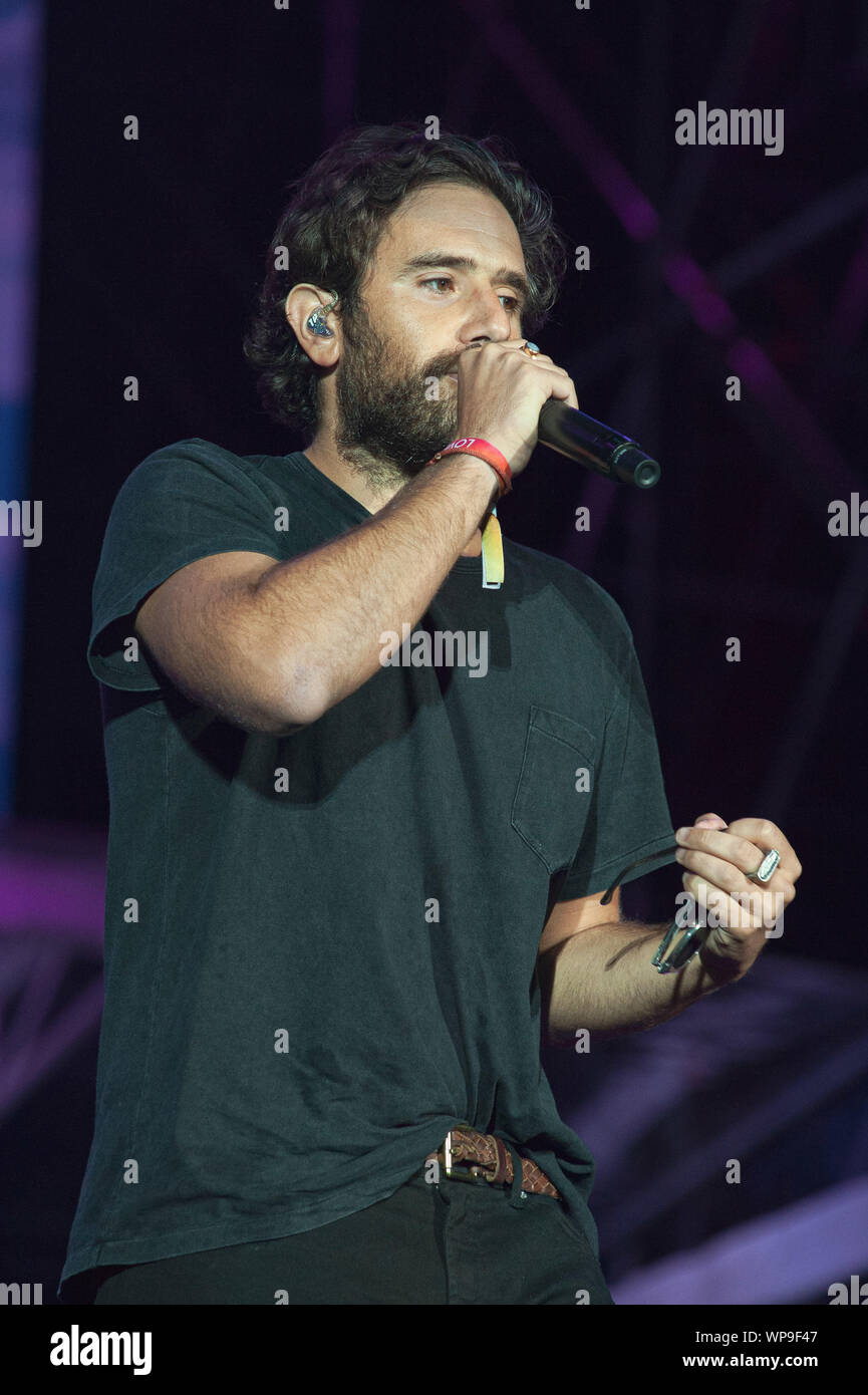 Rom, Italien. 07 Sep, 2019. Das Trio beendet den Zyklus der Liebe, ein Album, das den Titel der Tour im komplett ausverkauften Sporthalle gab, mit einer Veranstaltung, die zusätzlich zum Journalisten der Titel der ersten italienischen Gruppe zu gewinnen in der Alten maximale Zirkus von ROma. Abgebildet ist Tommaso Paradiso Credit: Unabhängige Fotoagentur/Alamy leben Nachrichten Stockfoto
