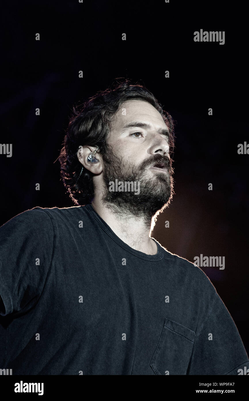 Rom, Italien. 07 Sep, 2019. Das Trio beendet den Zyklus der Liebe, ein Album, das den Titel der Tour im komplett ausverkauften Sporthalle gab, mit einer Veranstaltung, die zusätzlich zum Journalisten der Titel der ersten italienischen Gruppe zu gewinnen in der Alten maximale Zirkus von ROma. Abgebildet ist Tommaso Paradiso Credit: Unabhängige Fotoagentur/Alamy leben Nachrichten Stockfoto