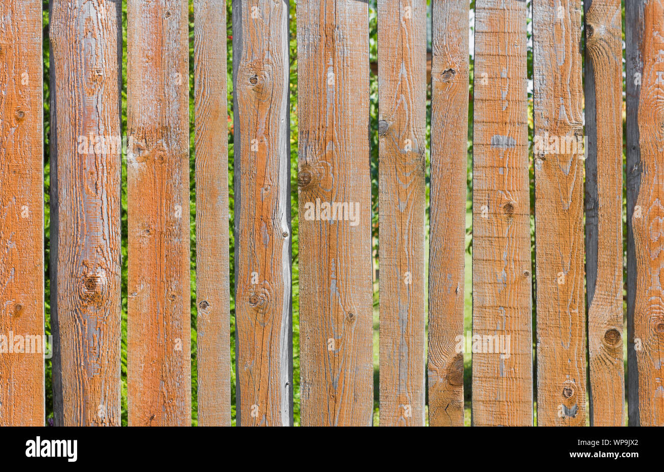Rustikalen hölzernen Zaun mit Schlitzen, eingezäunten Garten Stockfoto