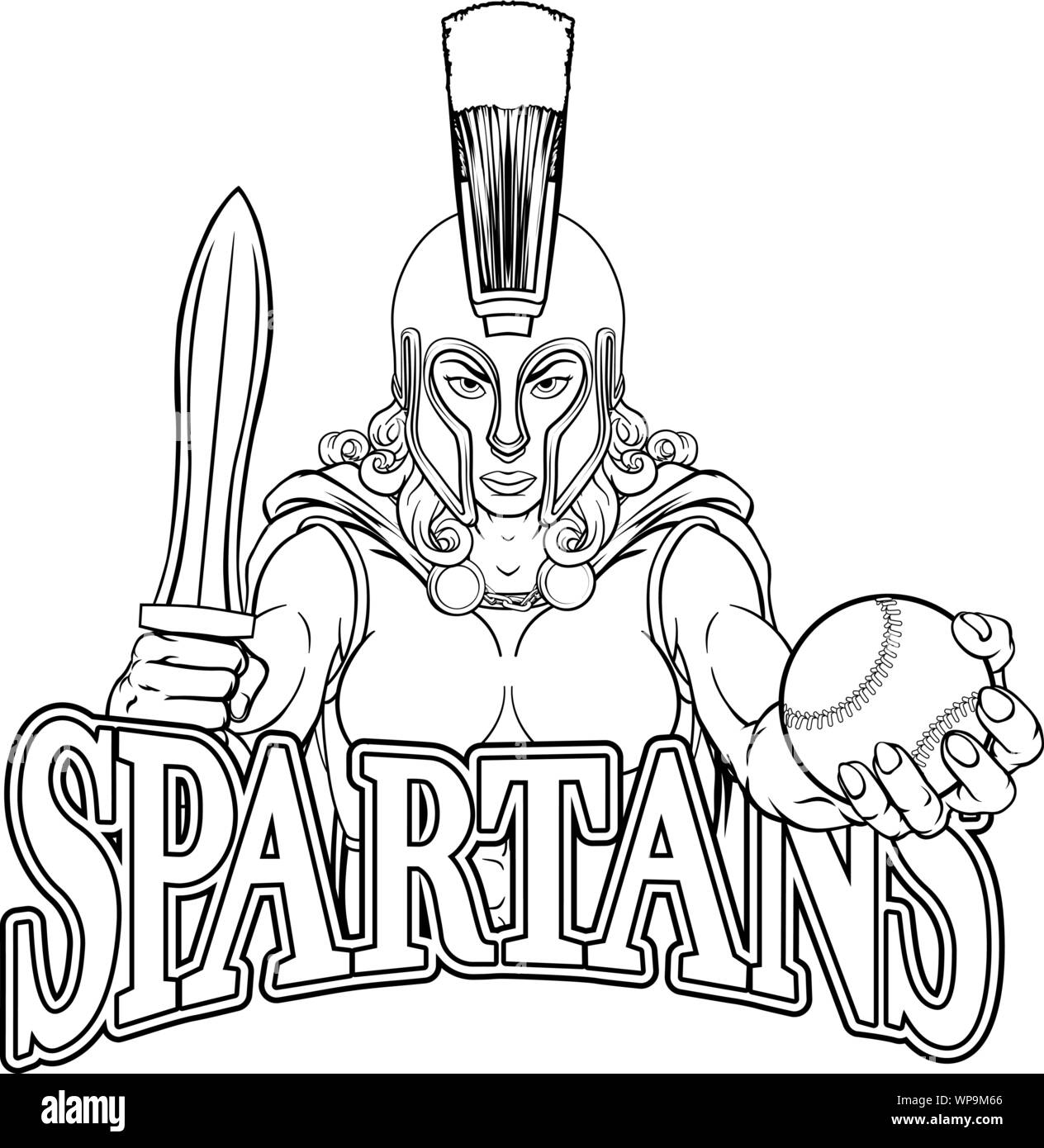 Spartan Trojan Gladiator Baseball Kriegerin Stock Vektor