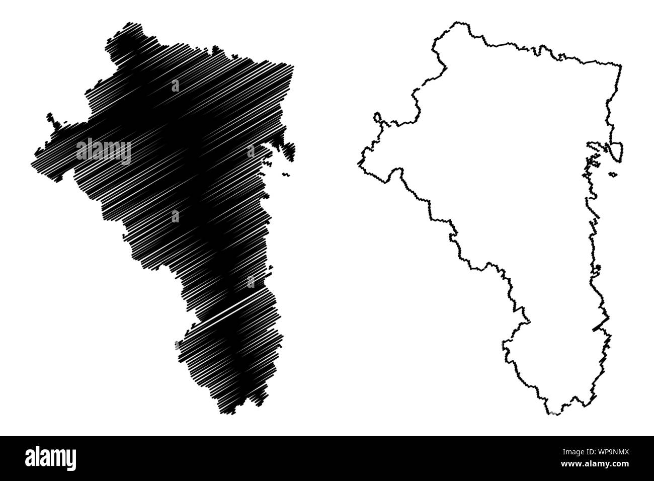 Gavleborg County (Grafschaften von Schweden, Königreich Schweden) Karte Vektor-illustration, kritzeln Skizze Gävleborg Karte Stock Vektor