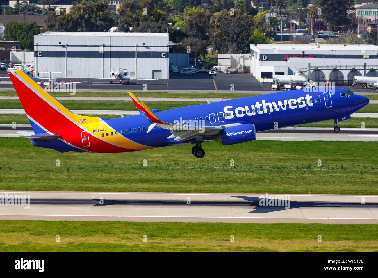 San Jose, Vereinigte Staaten - 10 April, 2019: Southwest Airlines Boeing 737-800 Flugzeug in San Jose Flughafen (SJC) in den Vereinigten Staaten. Stockfoto