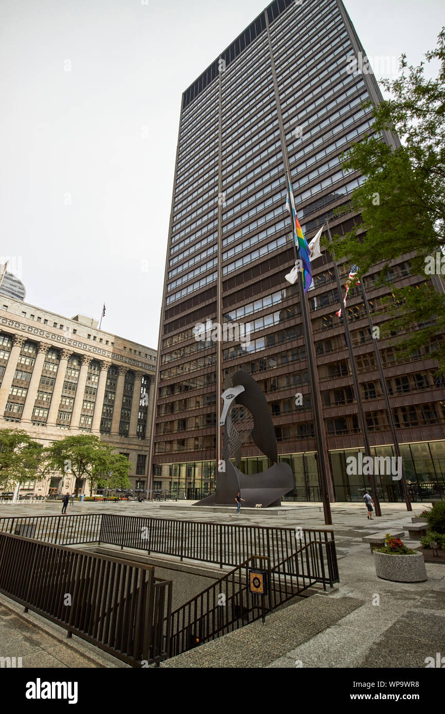 Das picasso Richard J Daley Zentralgehäuse das Cook County Circuit Courts und Daley Plaza mit Stufen zum Cta station Chicago Illinois USA Stockfoto