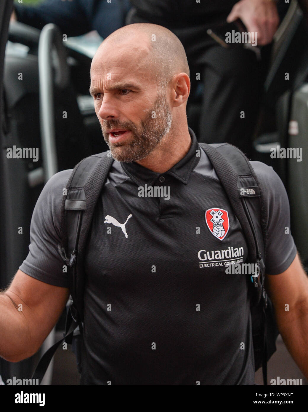 7. September 2019, Keepmoat Stadion, Doncaster, England; Sky Bet Liga Fußball, Doncaster Rovers vs Rotherham United; Paul Warne Manager von Rotherham United Credit: Dean Williams/News Bilder der Englischen Football League Bilder unterliegen DataCo Lizenz Stockfoto