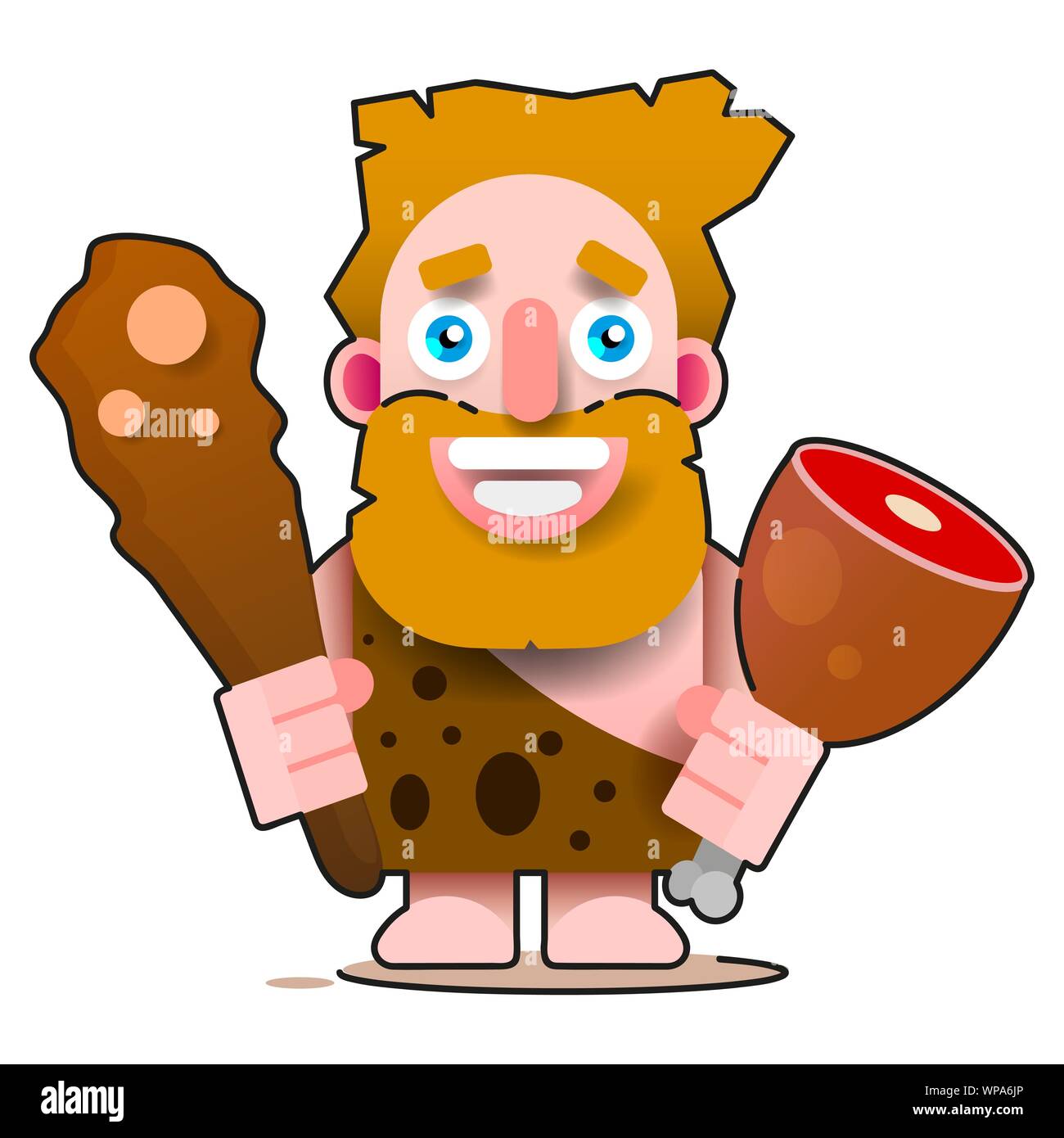 Eine Abbildung eines primitiven Menschen. Flache Cartoon Vector Illustration. Essen Flachbild-Symbol. Human Revolution. Stock Vektor