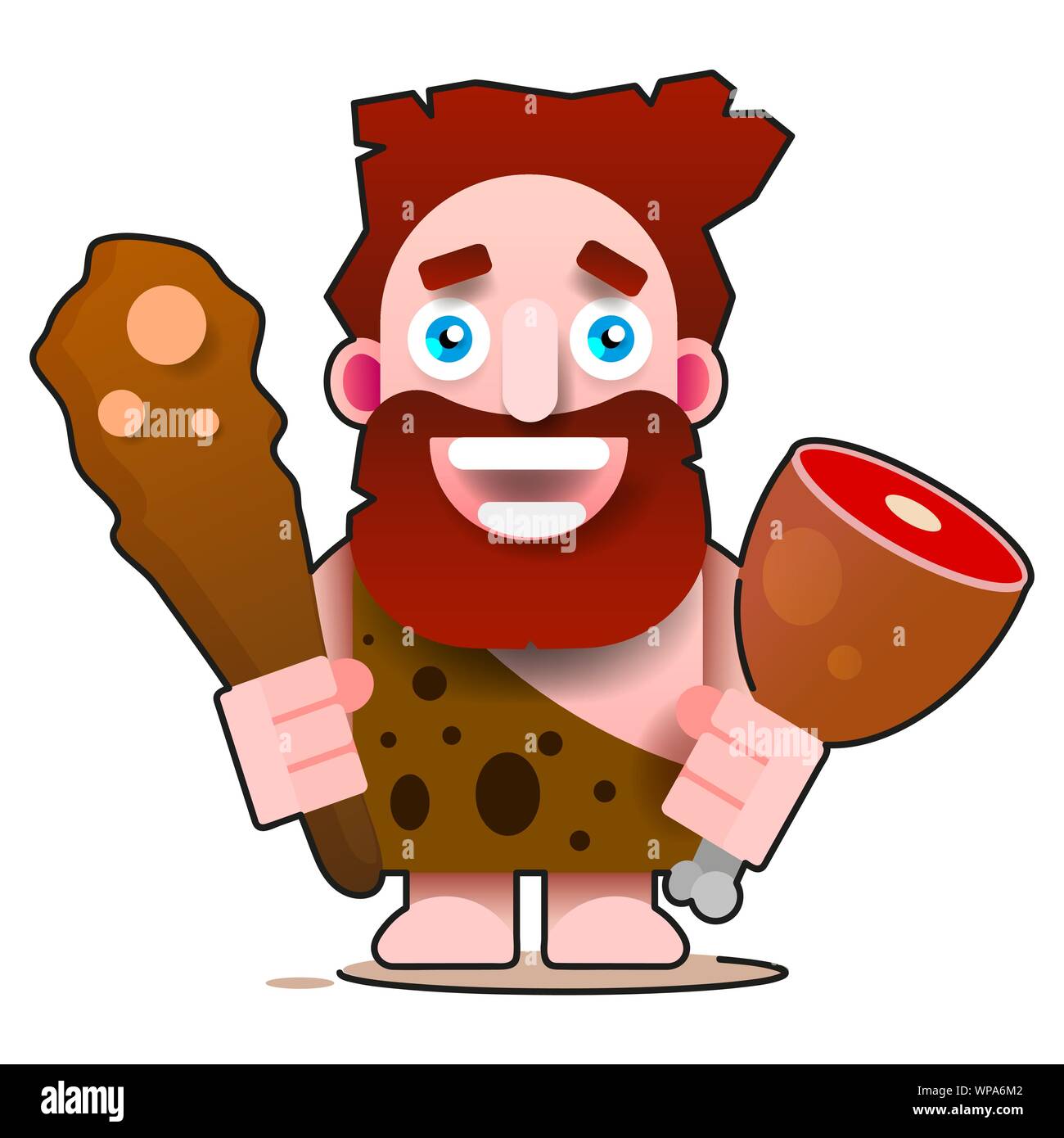 Eine Abbildung eines primitiven Menschen. Flache Cartoon Vector Illustration. Essen Flachbild-Symbol. Human Revolution. Stock Vektor