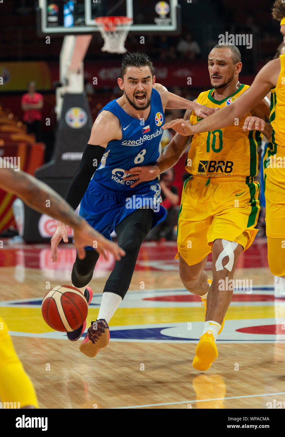 FIBA Basketball WM 2019 in China. Brasil vs Tschechien FIBA Wm 2019 Basketball Shenzhen. Der Tschechischen Republik Point Guard, Tomas SATORANSKY Stockfoto