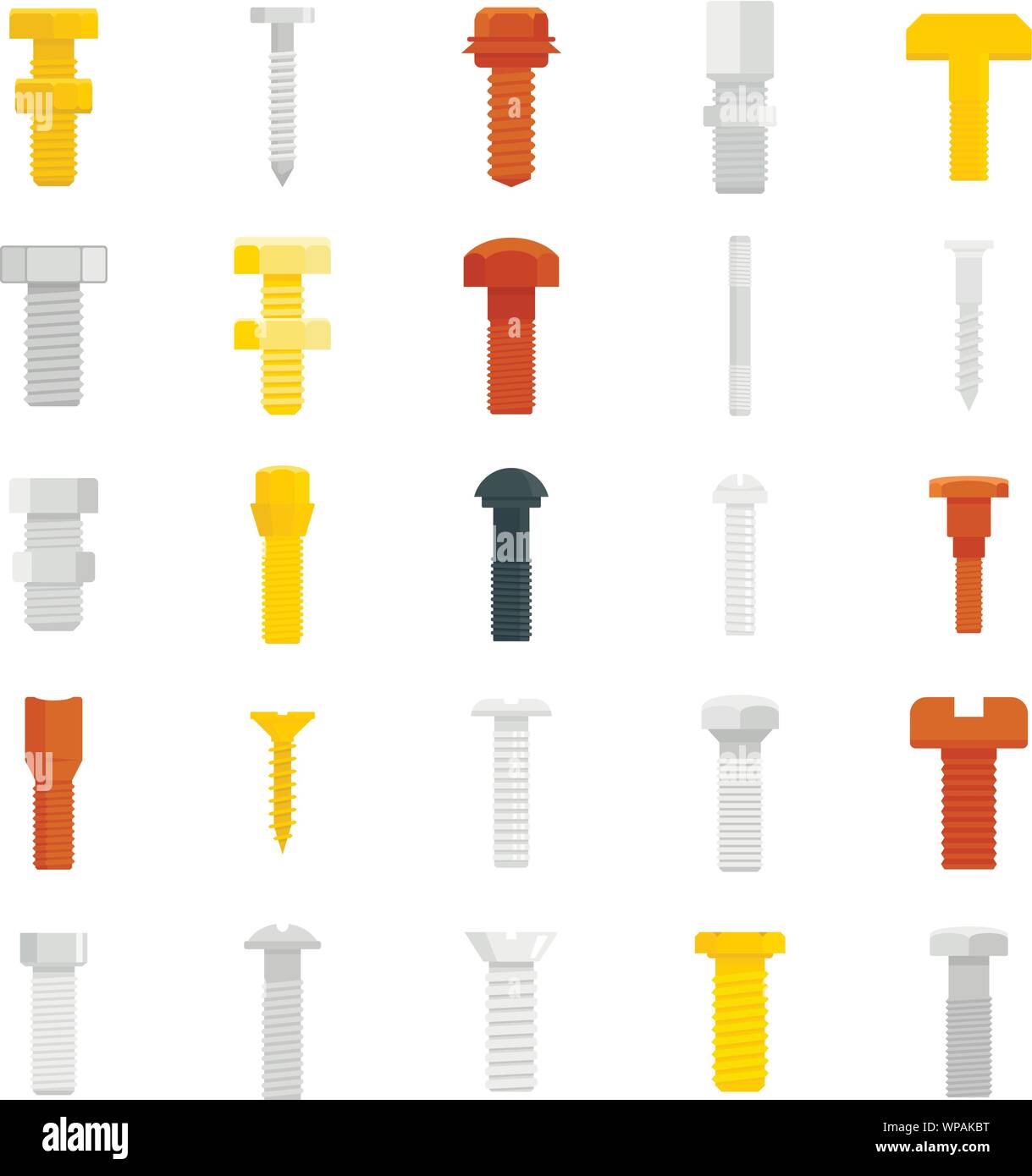 Schraube Schraube Symbole gesetzt. Flache Einstellen der Schraube Schraube Vector Icons für Web Design Stock Vektor