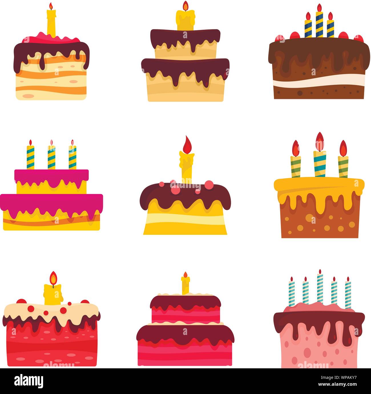 Kuchen Geburtstag Icon Set Flachbild Kuchen Geburtstag Vector Icons Fur Web Design Stock Vektorgrafik Alamy