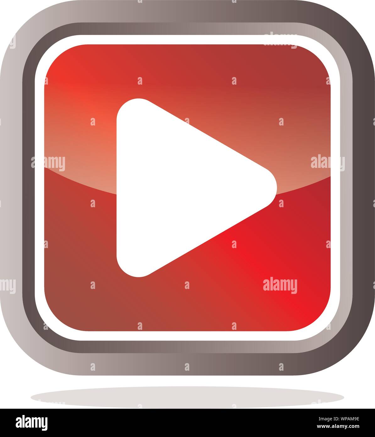 Symbol Wiedergabe in rot glänzend quadratische Schaltfläche Stock Vektor