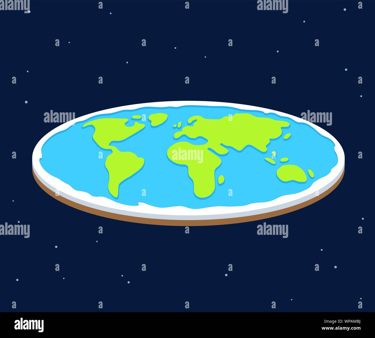 Cartoon Flat Earth Illustration, einfachen Stil vector clip art. Pseudowissenschaftliche Verschwörungstheorien Konzept. Stock Vektor