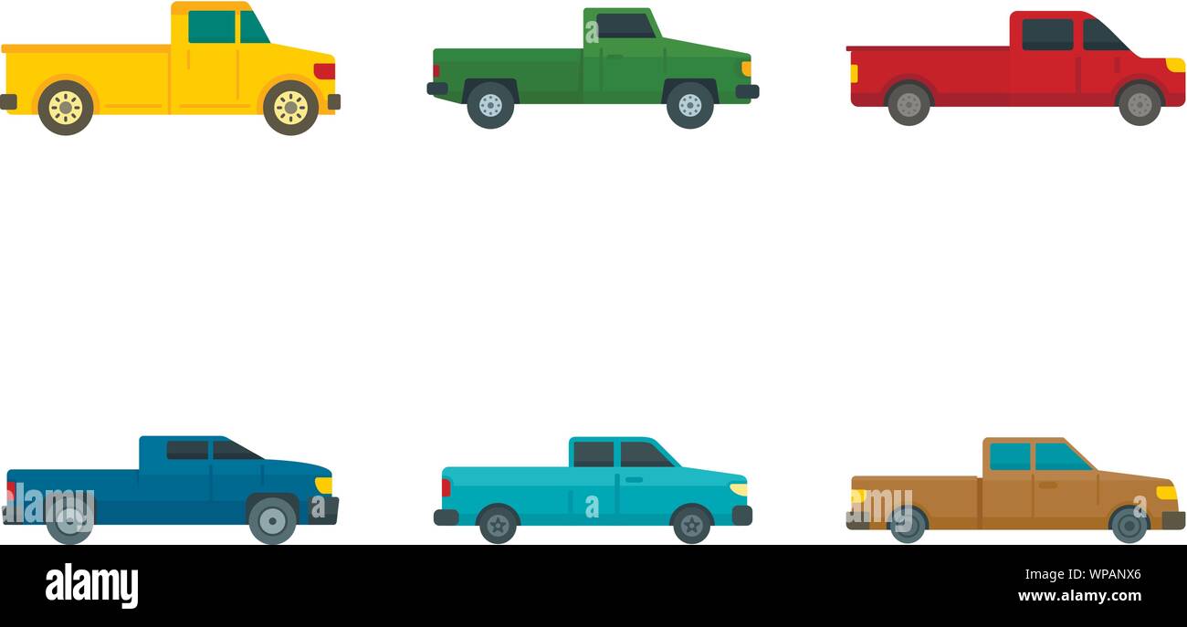 Abholung Symbole gesetzt. Flache Satz pickup Vector Icons für Web Design Stock Vektor