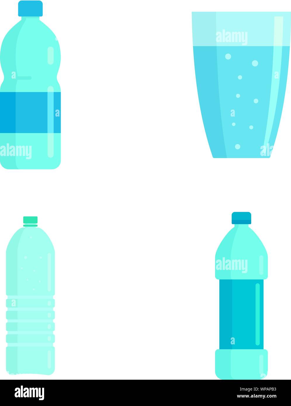 Mineralwasser Symbole gesetzt. Flachbild Mineralwasser Vector Icons für Web Design Stock Vektor