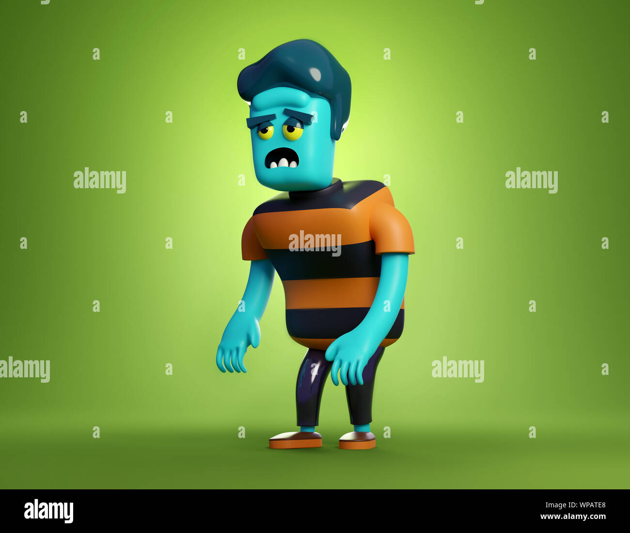 Ein Zombie Monster halloween Charakter. 3D-Darstellung. Stockfoto
