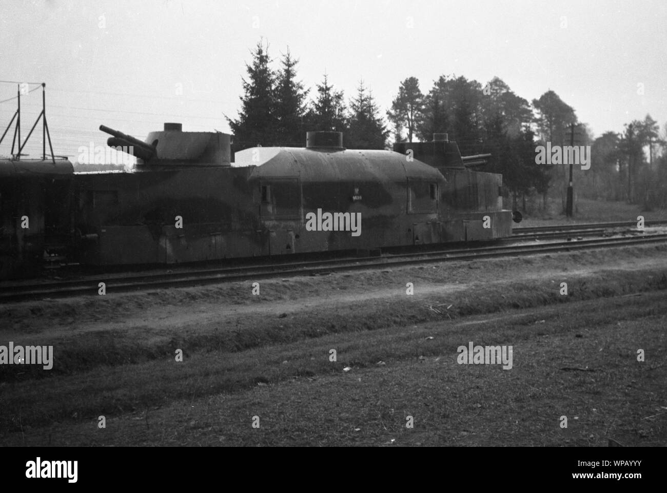 Wehrmacht Heer Panzerzug es Polnische Armee - deutsche Armee aus Polnisch Armee gepanzerten Zug und Smialy Pilsudczyk erfasst Stockfoto