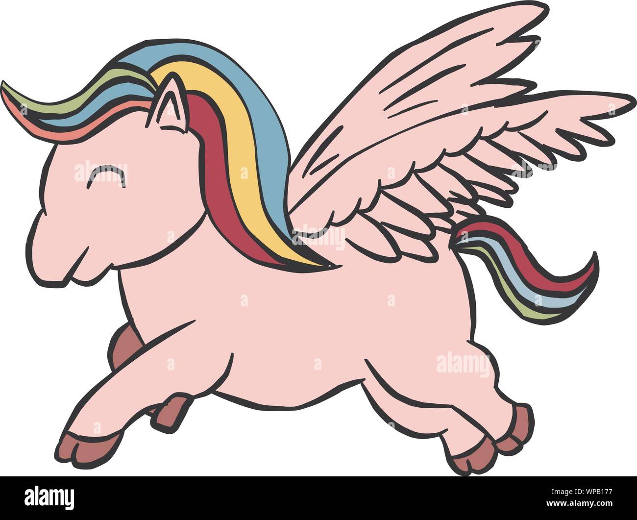 Vektor cute Pegasus. Wenig Phantasie rainbow Pony. Cute Charakter. Kind Abbildung isoliert. Drucken für t-shirts und Taschen Stock Vektor