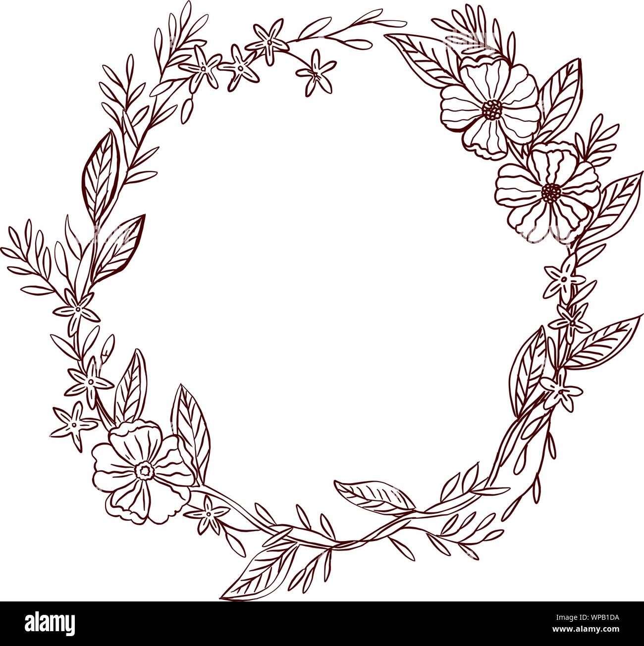 Vintage Blumenkranz gezeichnet Stock-Vektorgrafik