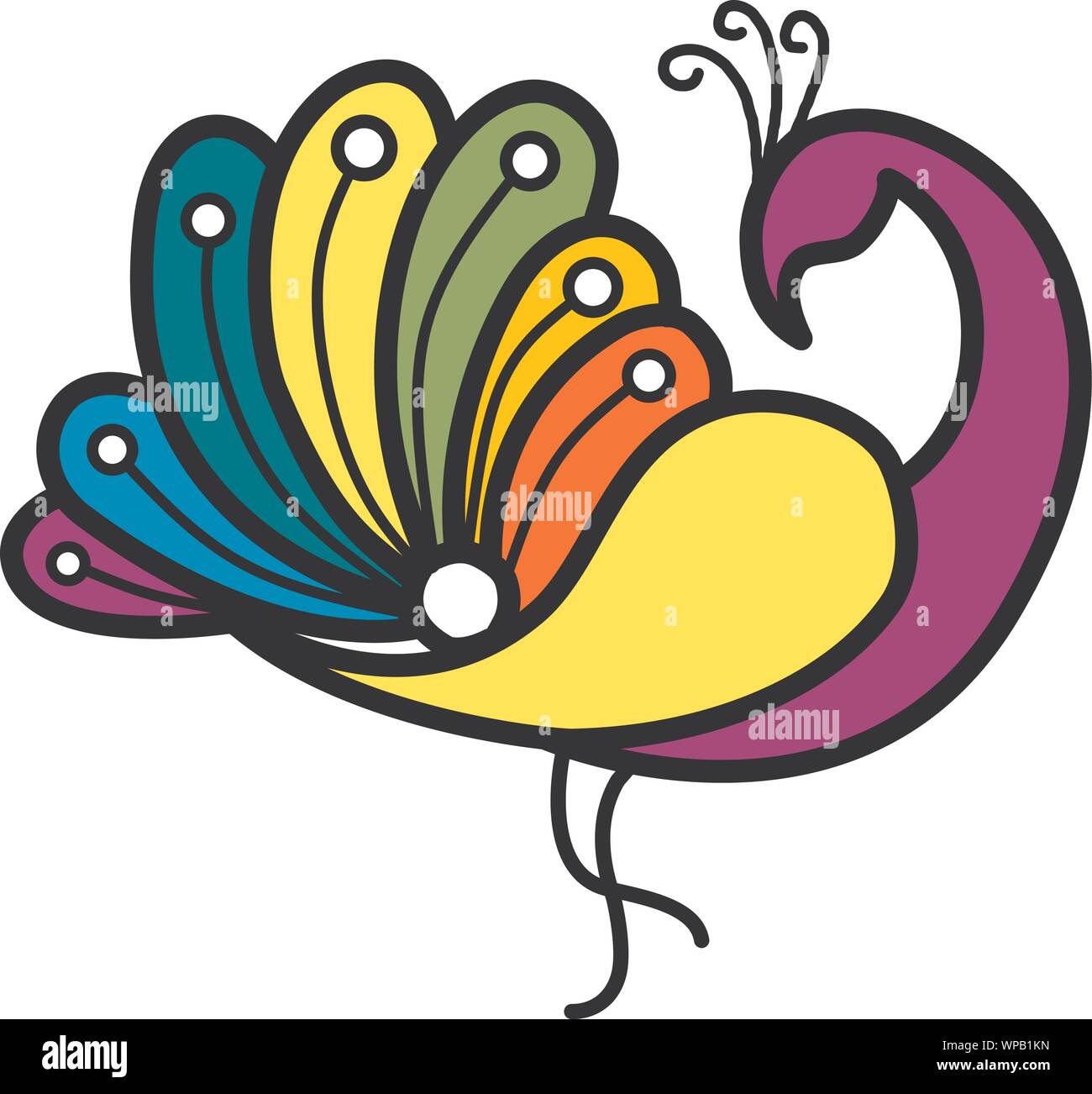 Vector Illustration von Pfau, minimalistischen Monoline-versicherer lineart Umrisse Vogel Symbol logo template Vector Illustration, Stock Vektor
