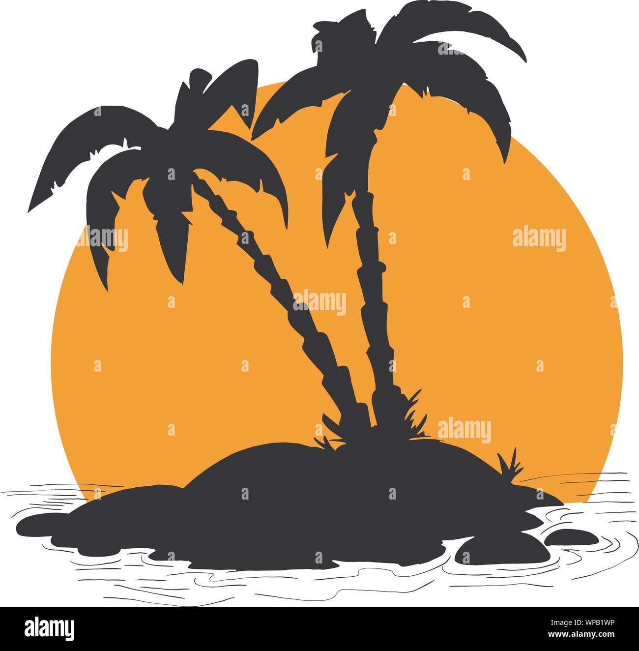 Palmen am Meer Insel. Vector Illustration Stock Vektor