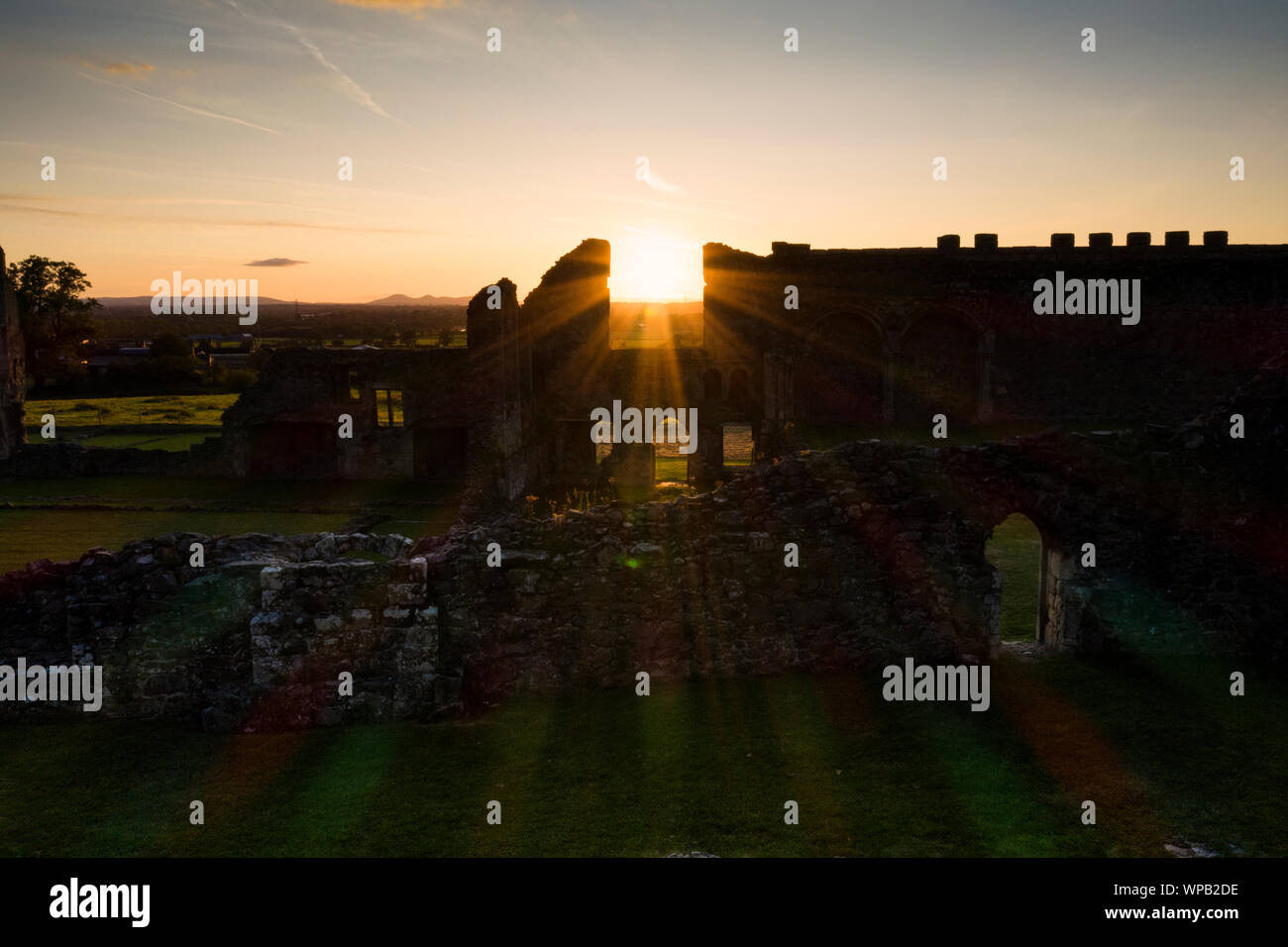 Haughmond Abbey bei Sonnenuntergang Stockfoto