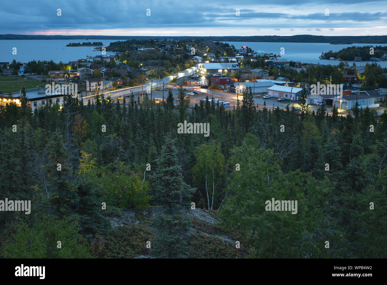 Abend in Yellowknife, Nordwest-territorien, Canad Stockfoto