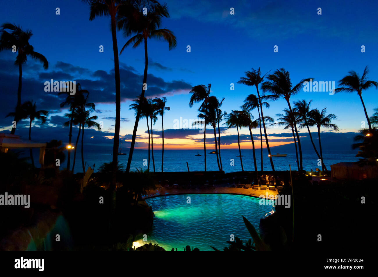 Maui, HI - April 22, 2008 - The Westin Resort bei Sonnenuntergang auf der Insel Maui, Hawaii, USA Stockfoto