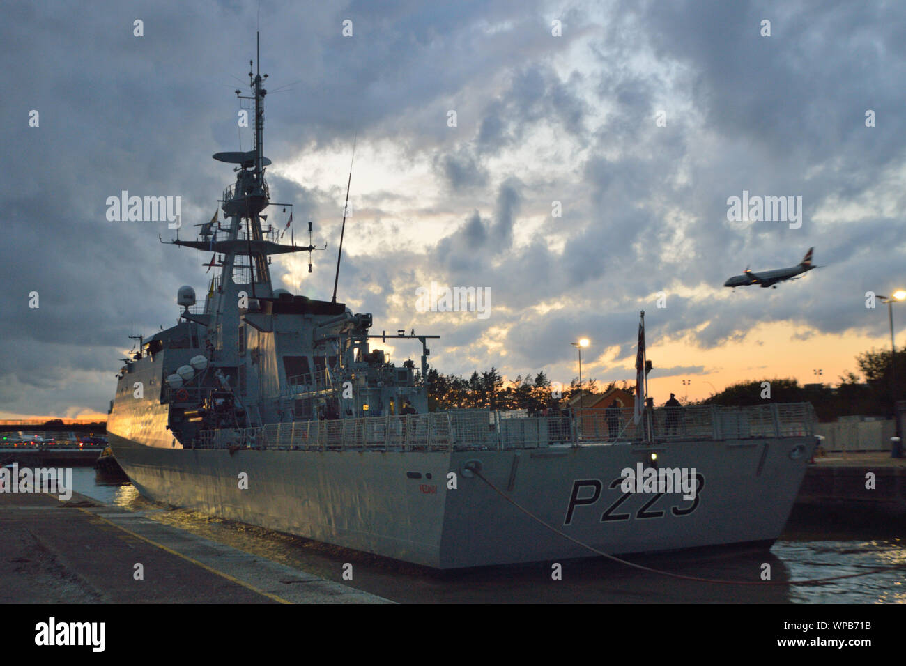 HMS Medway Ankunft in London die Defence and Security Equipment International (DSEI) 2019 Messe zu besuchen Stockfoto