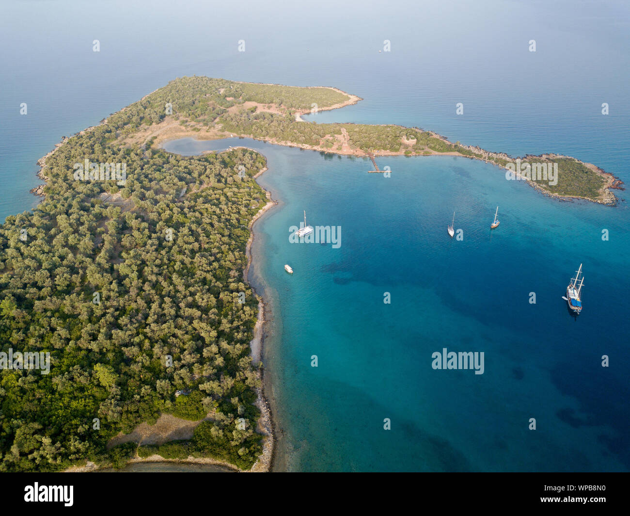 Luftaufnahme von Sedir Insel Kekova Bay Türkei Stockfoto