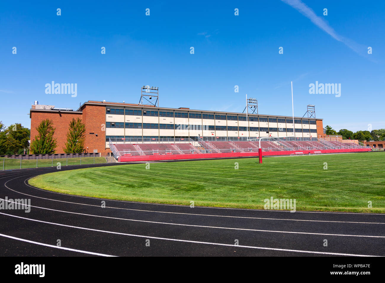 High School Track im Mittelwesten. Stockfoto
