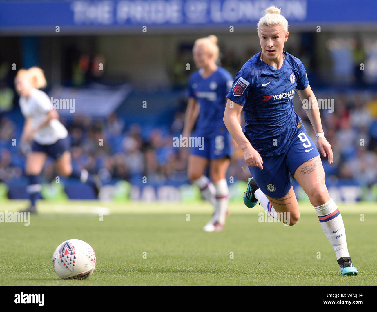 Fulham, UK. 08 Sep, 2019. Bethanien England von Chelsea Frauen in Aktion während Super der Barclays Frauen Liga Match zwischen Chelsea und Tottenham Hotspur Frauen Frauen an der Stamford Bridge in London, Großbritannien - 8 September 2019 Quelle: Aktion Foto Sport/Alamy leben Nachrichten Stockfoto