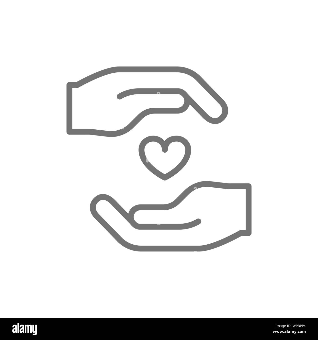 Nächstenliebe, Organe Spende, Herz schutz Symbol Leitung. Stock Vektor