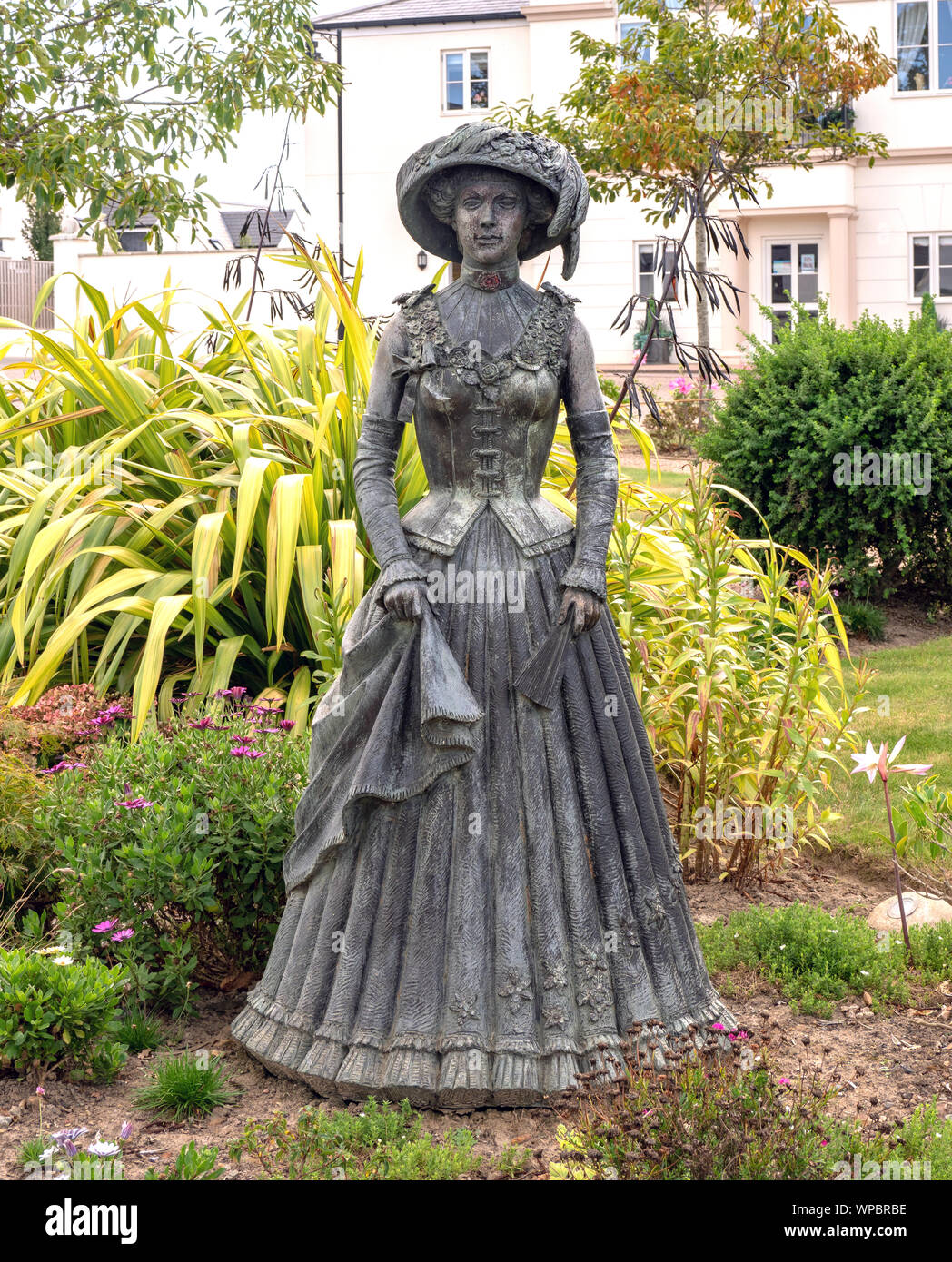 Lillie Langtry Statue in Lillie Langtry Gärten, Jersey, Channel Islands. Stockfoto